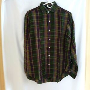 Ralph Lauren Madras Plaid 100% Linen Button Down Shirt